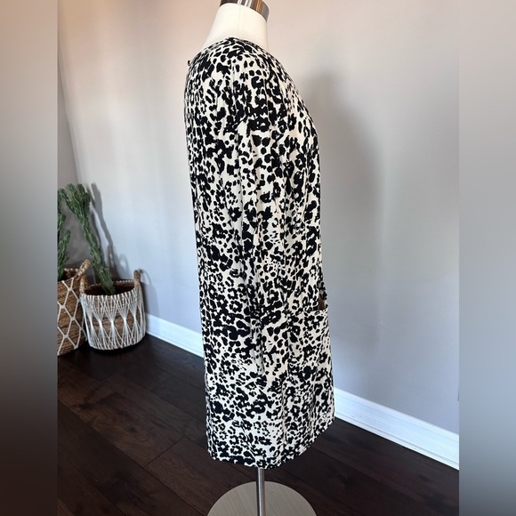 J. Crew Jules Shift Dress Mini Long-Sleeve Snowcat Leopard 12 MCM Mod Retro 60's - Picture 5 of 14